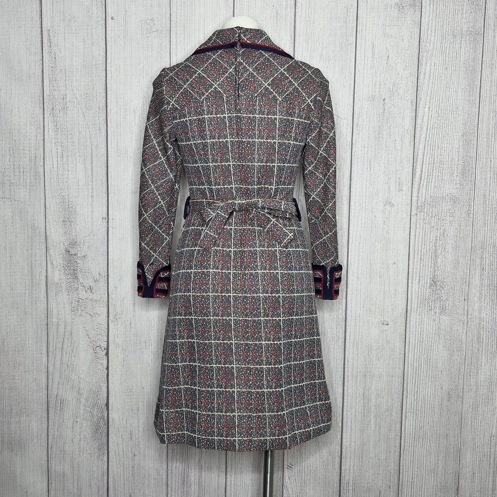 Vintage Alfred Werber Plaid Mod Shirt Dress Belted 60s 70s Midi, sz Small - Picture 4 of 6